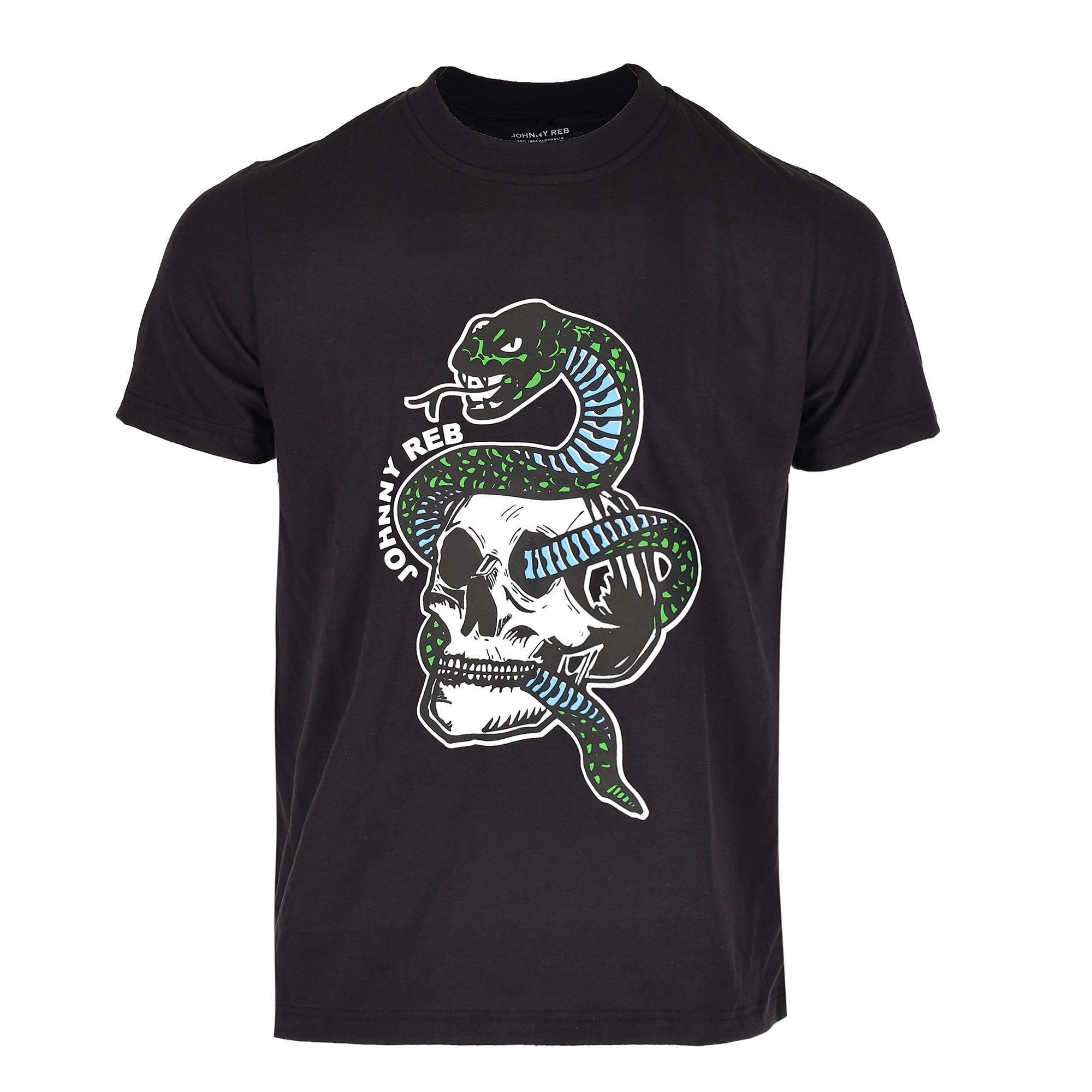 Johnny Reb Snake & Skull T-Shirt - Blue (100% off)