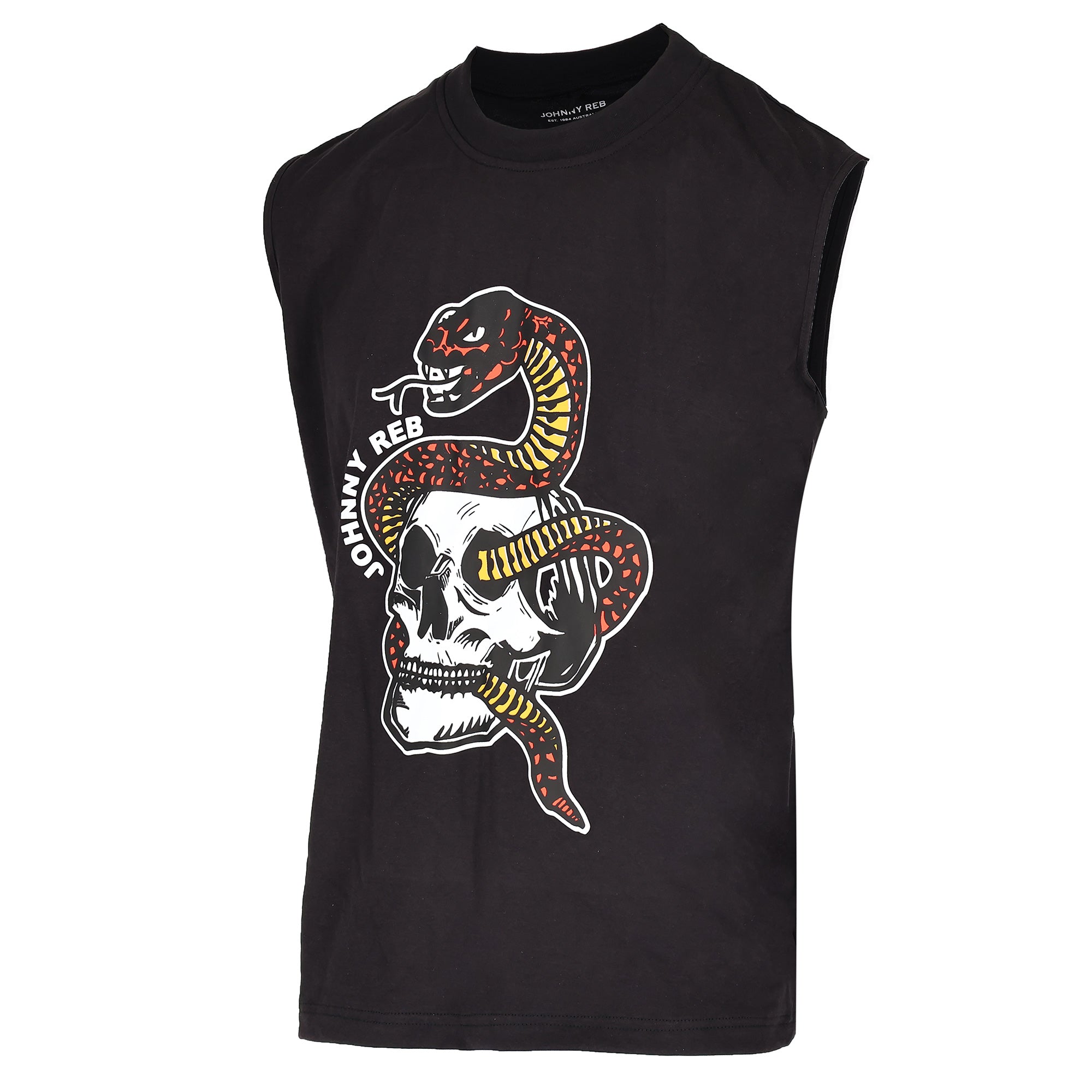 Johnny Reb Snake & Skull Muscle T-Shirt - Red
