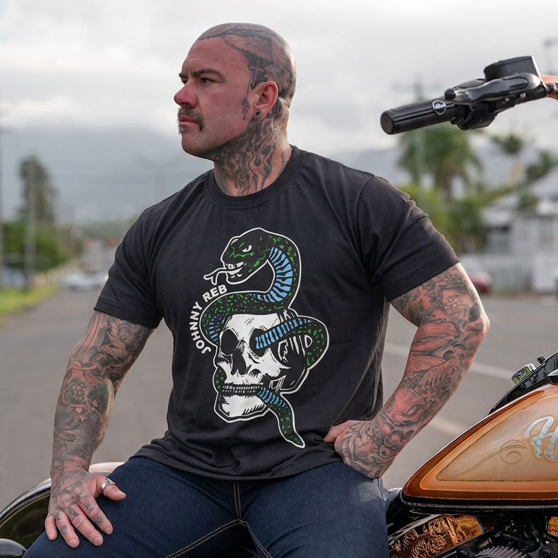 Snake & Skull T-Shirt - Blue