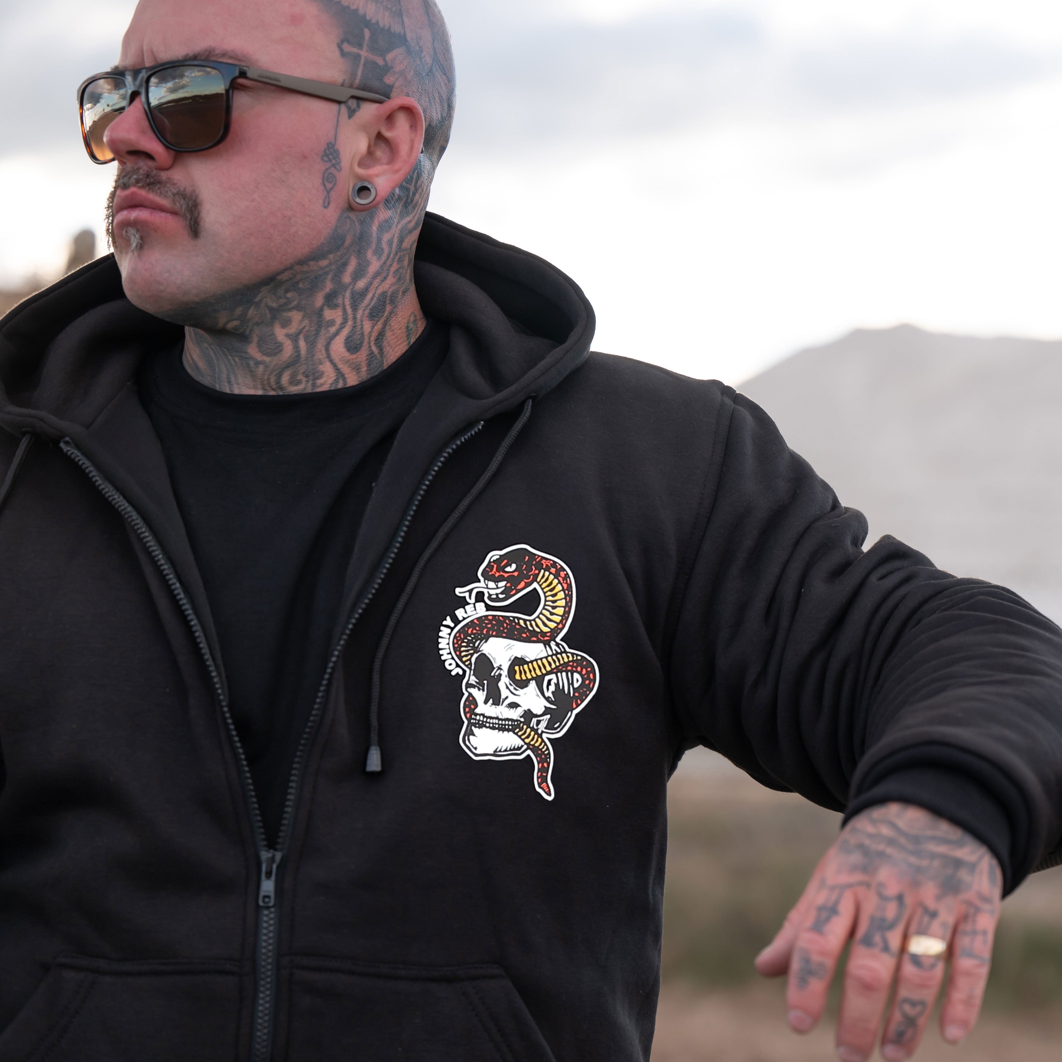 Snake & Skull Full-Zip Hoodie - Red