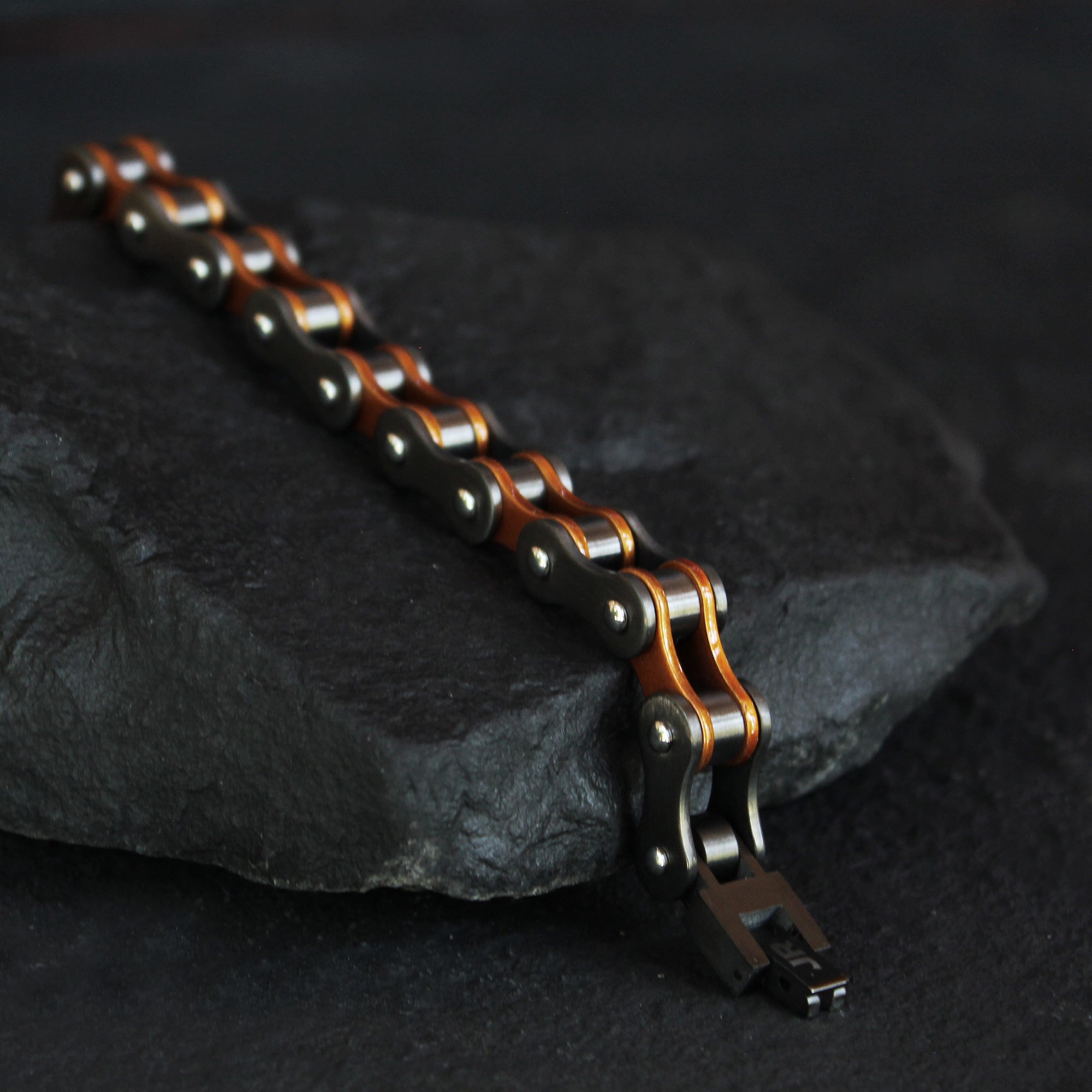 Bike Chain Bracelet - Black/Orange