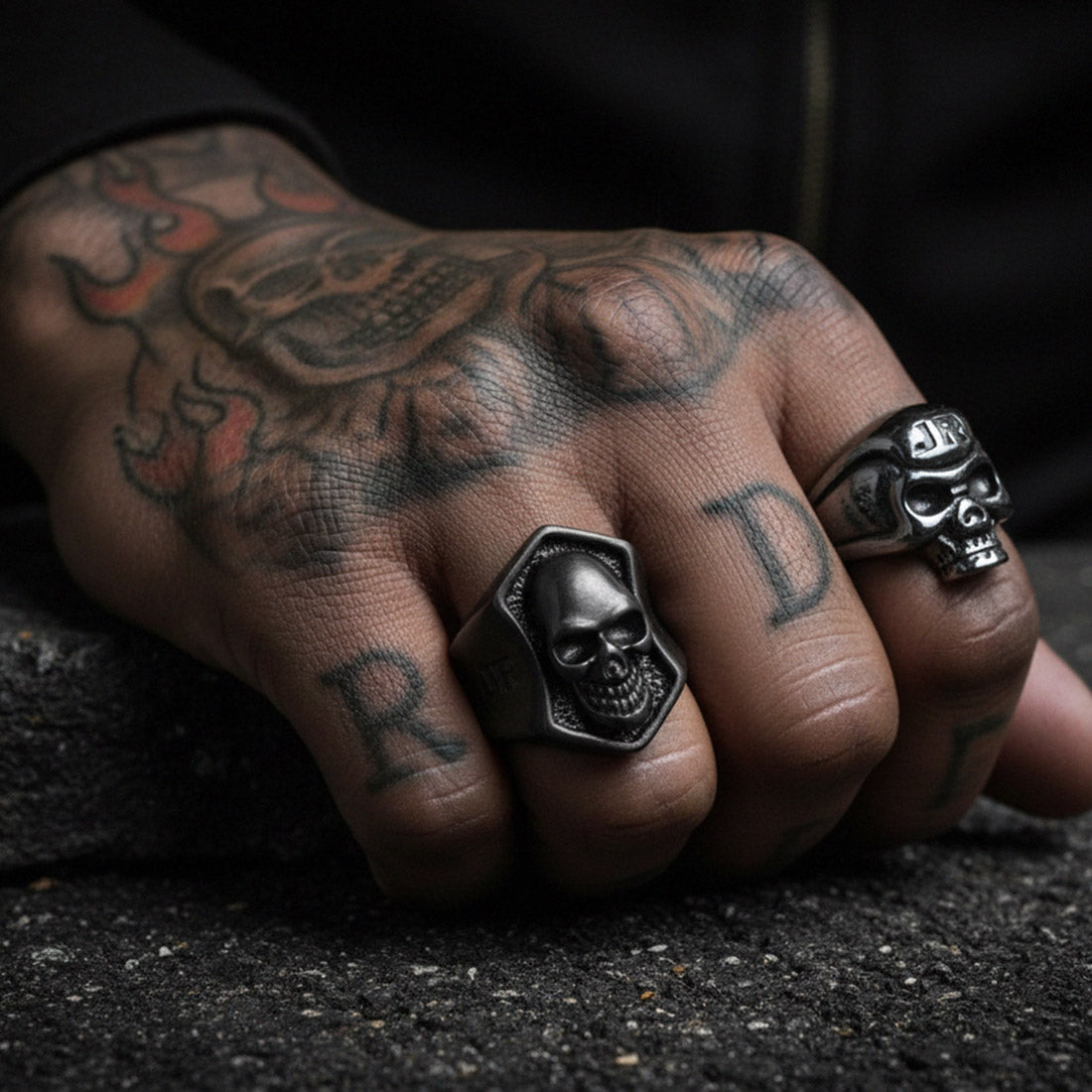 Skull Shield Ring - Black